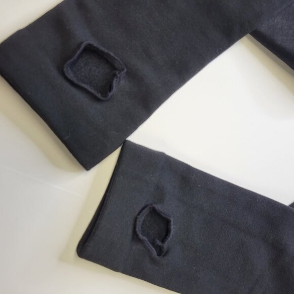 FOOTLESS Tights Black Leggings with Holes - One Size - Picture 4 of 9